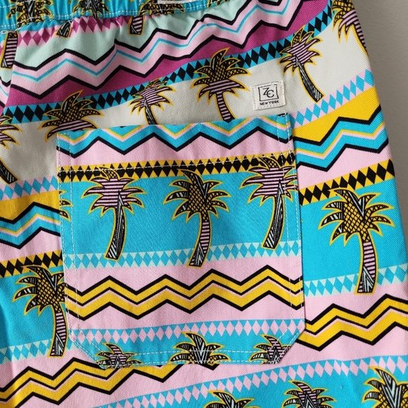 Zipcode soft cotton colorful palm tree novelty elastic waistband shorts Sz XL - Picture 6 of 7